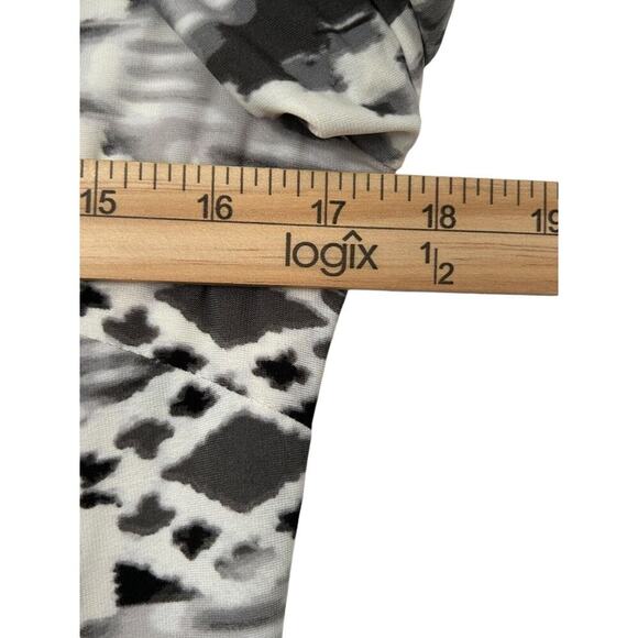 Eliza J Dress Size 8 Pink White Aztec Geometric Print Short Sleeve Sheath Lined - Picture 7 of 10